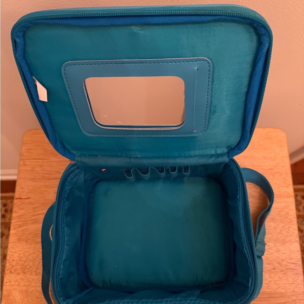 Cute Blue Zebra Pattern ~ Make Up Or Hair Travel Case With Shoulder Strap - Picture 5 of 8
